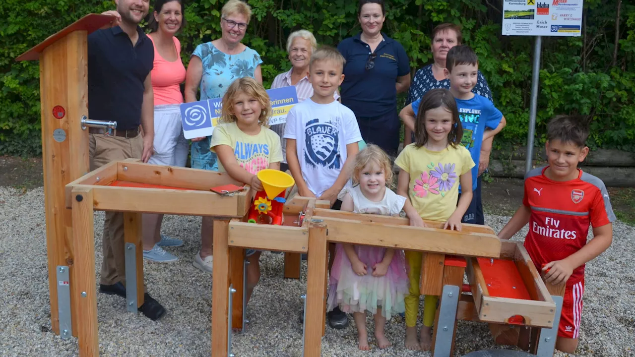 Klein-Engersdorf: Kinder nahmen Wasserspiele gleich in Beschlag