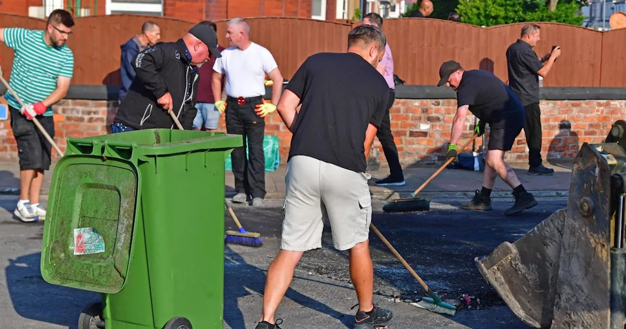 Residents come together to clean up after 'thugs' wreak havoc on streets