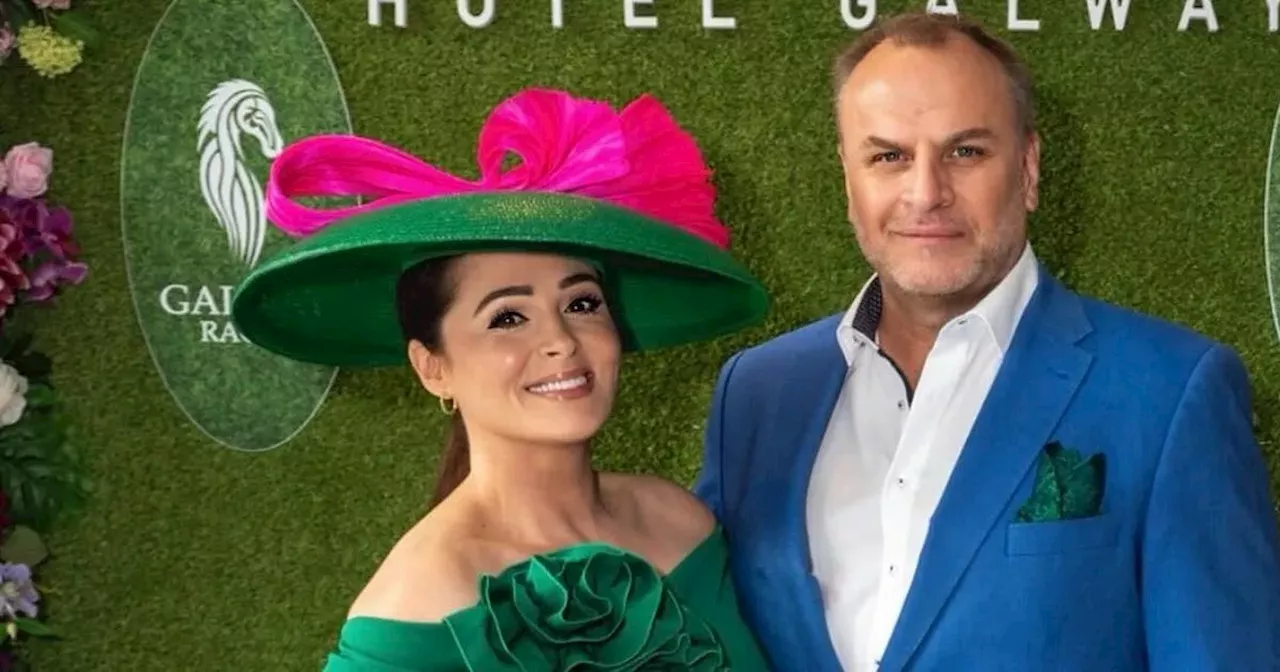 Grainne Seoige is a vision in green as she and husband step out for Galway Races