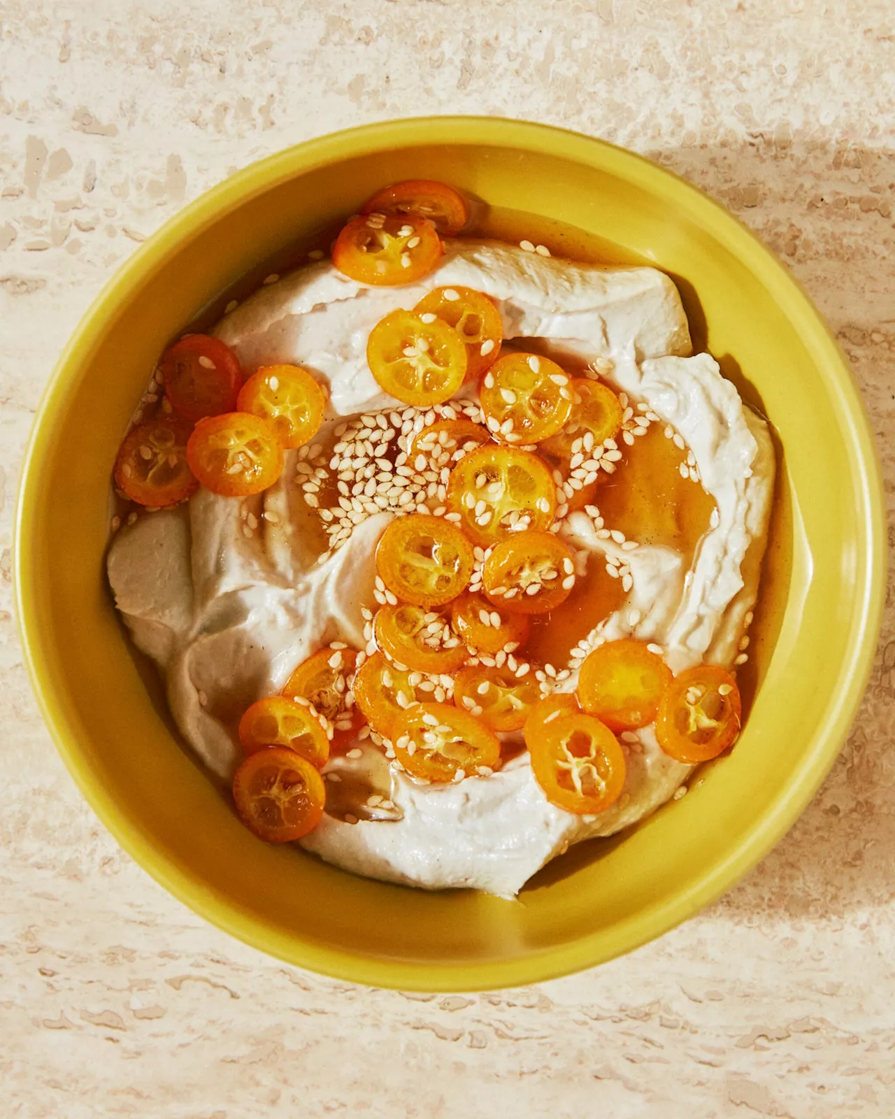 Whipped Tahini Dip with Honeyed Kumquats