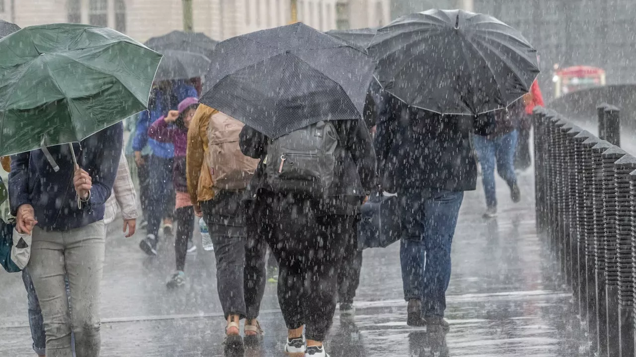 Thunderstorms and lightning bring risk of flooding to parts of England and Wales