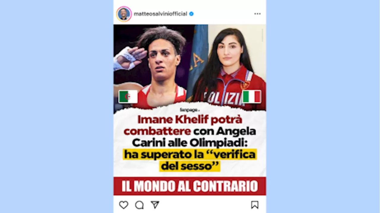 Imane Khelif, Salvini contro la pugile transgender