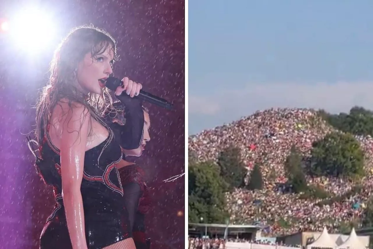 Thousands enjoy Taylor Swift’s concert from hill overlooking venue