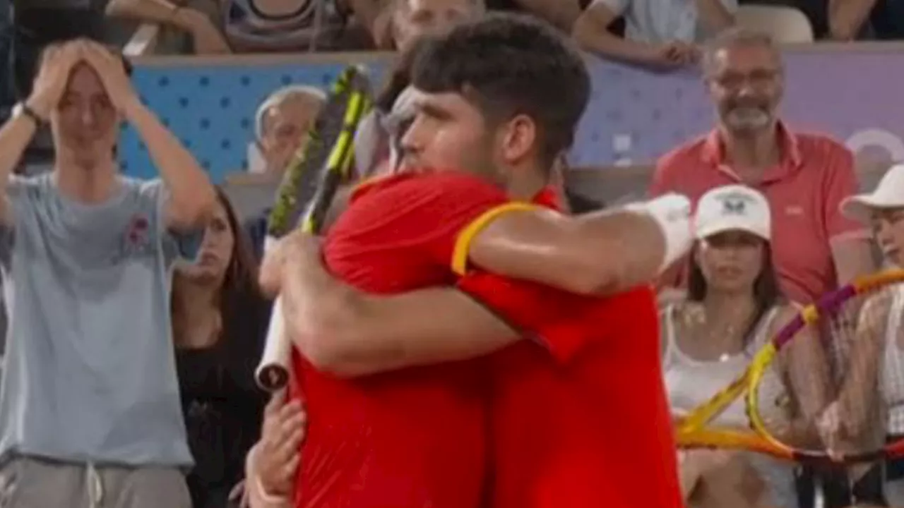 Rafael Nadal in emotional hug with Alcaraz as they go OUT of Olympics 2024 despite crowd trying to put off...