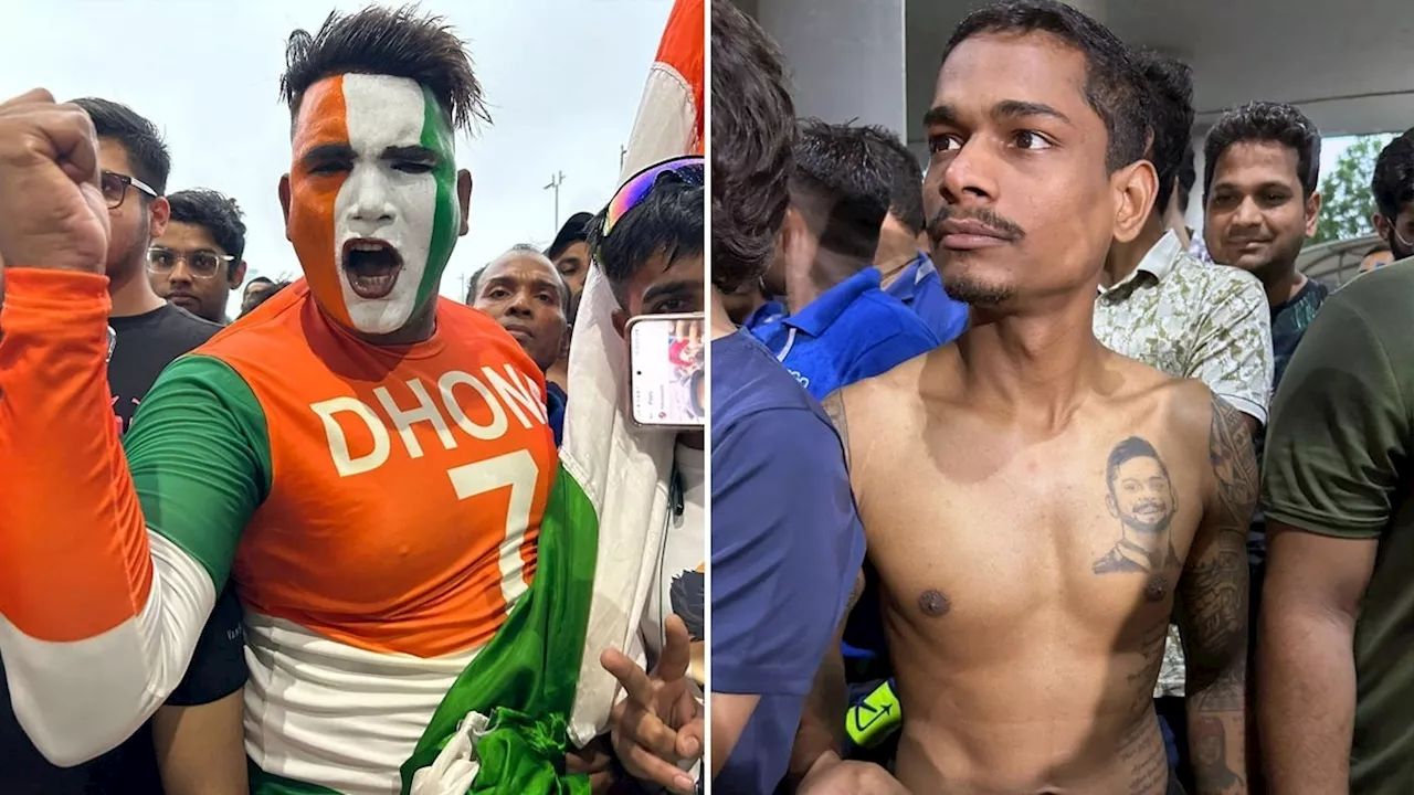 Team India Fans at Delhi Airport: सीने पर कोहली की तस्वीर, पीठ पर खिलाड़ियों के नाम, हाथ में तिरंगा... एयरपोर्ट पर इस अंदाज में दिखे फैन्स