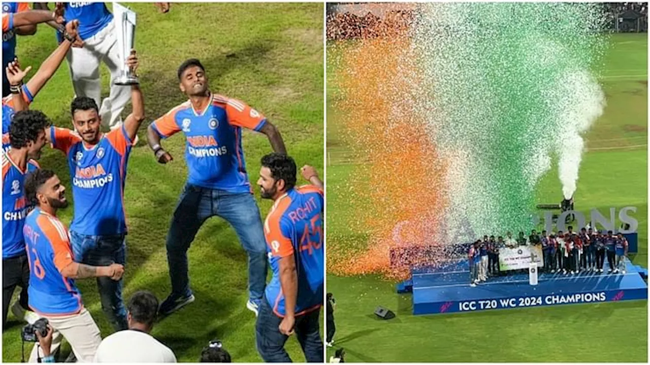 Team India Photos: वानखेड़े में सम्मान समारोह के बाद खूब नाचे रोहित-विराट और बाकी खिलाड़ी, लैप ऑफ ऑनर भी लिया