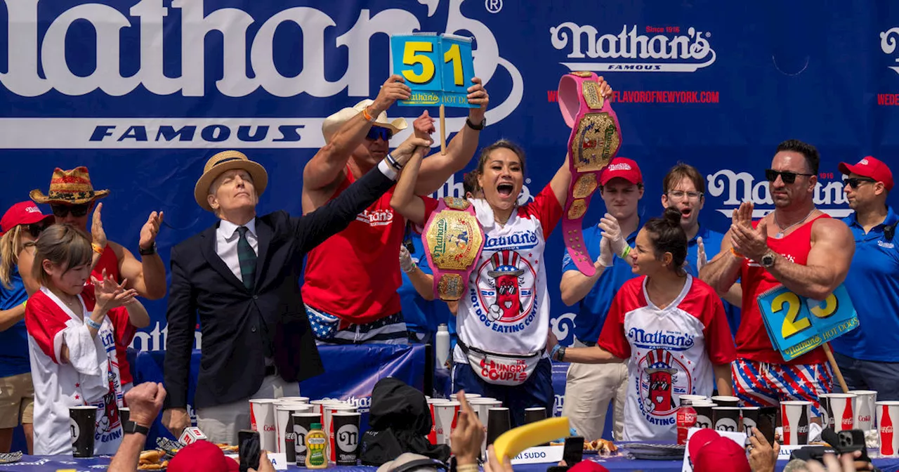 Miki Sudo wins Nathan's Hot Dog Eating Contest women's division, sets new record with 51