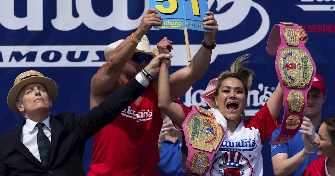 Miki Sudo, Patrick Bertoletti crowned Nathan's Famous Hot Dog Eating Contest champions