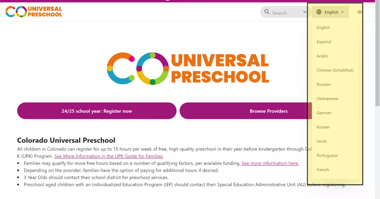 More languages added to the Universal Preschool Program online registration system