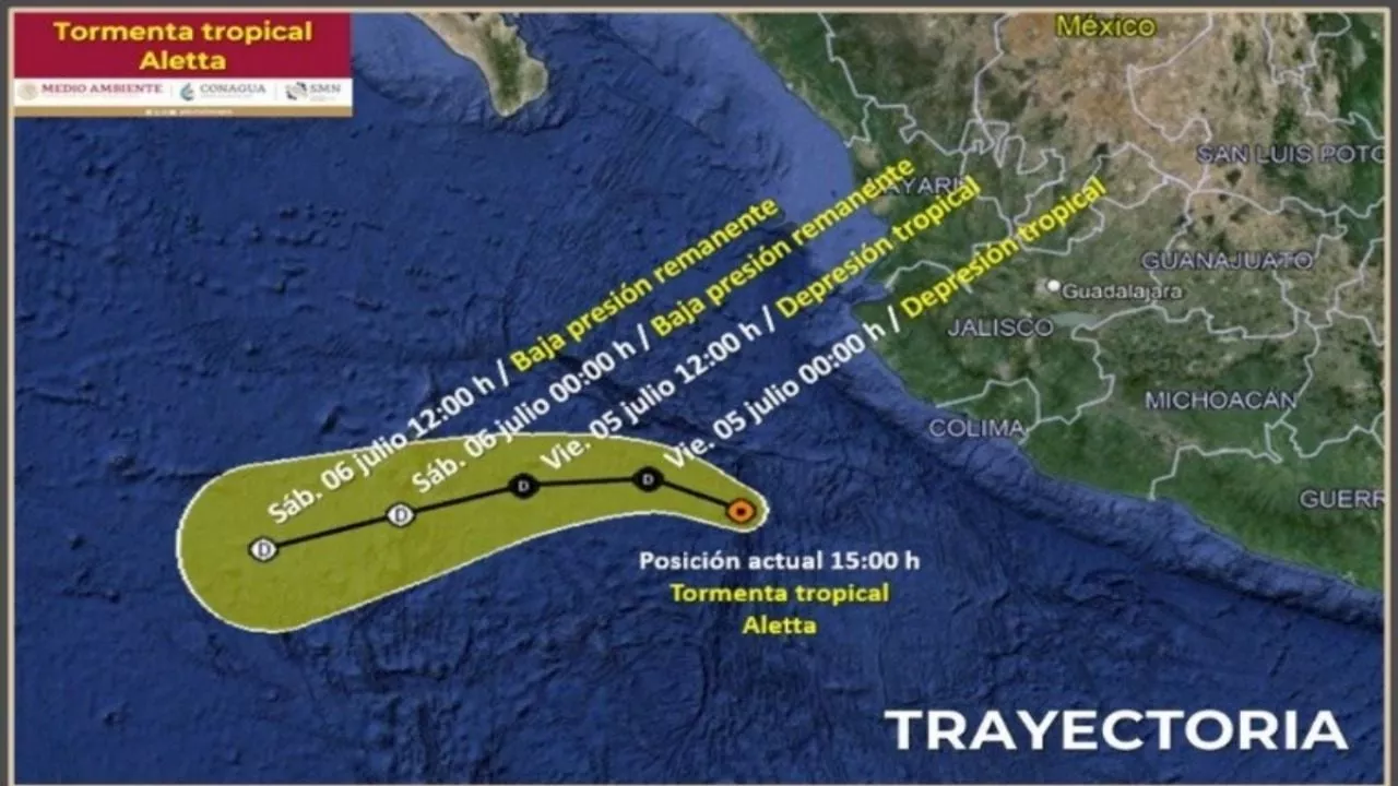 Ahora se forma tormenta tropical Aletta; afectará 3 estados en México