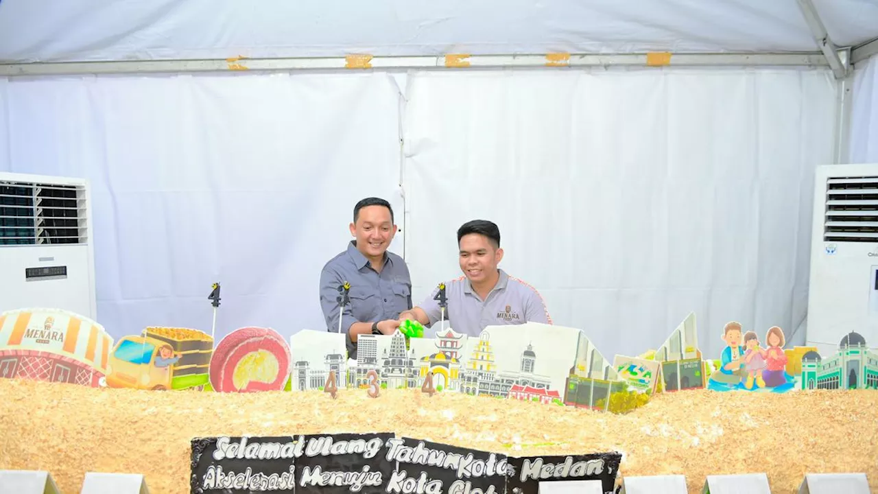 Colorful Medan Carnival 2024 Rayakan HUT ke-434, Bolu Ultah Terbesar Pertama Kali Dihadirkan Bolu Stim Menara