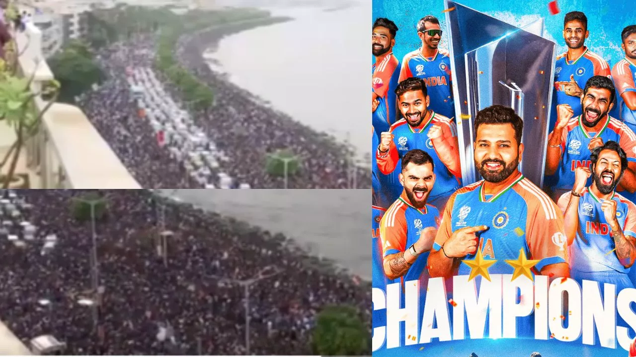 Team India Victory Parade Video: विक्ट्री परेड में शामिल होने के लिए मरीन ड्राइव पर जुटे लाखों फैंस