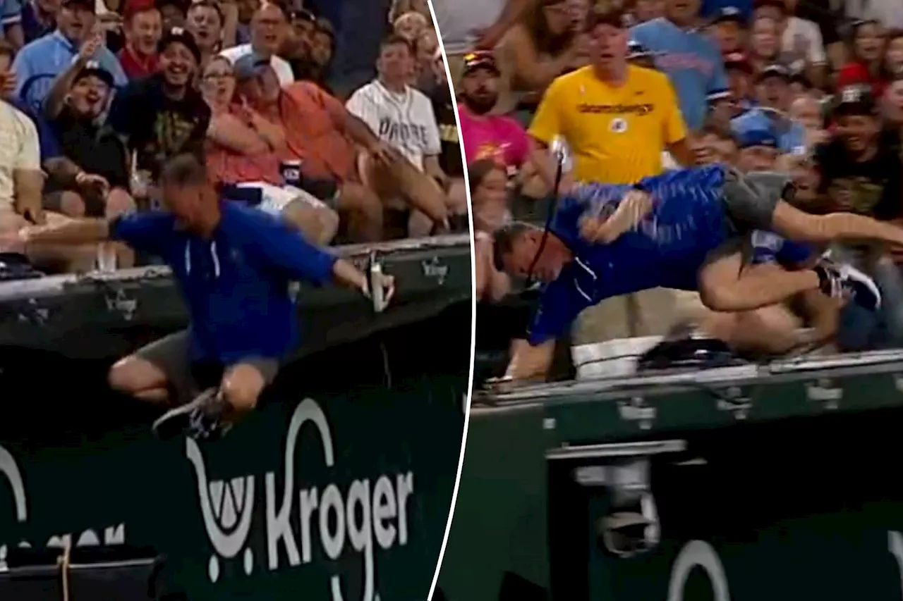 Rangers fan thrown out of game after falling into dugout: 'Time for cha-cha to go'