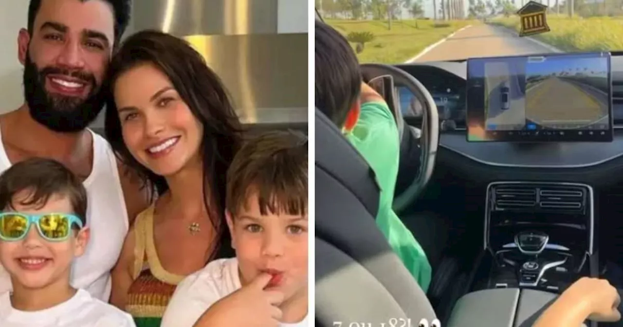 Vídeo de filho de Gusttavo Lima e Andressa Suita dirigindo carro não configura crime, segundo polícia