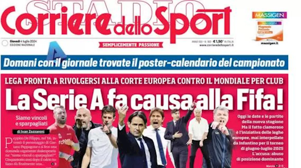 Il Corriere dello Sport in prima pagina apre sul Napoli: 'Conte non molla Lukaku'