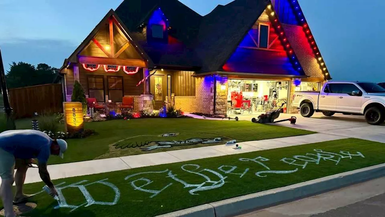 Oklahoma City firefighter takes love for Fourth of July to next level with lawn landscaping