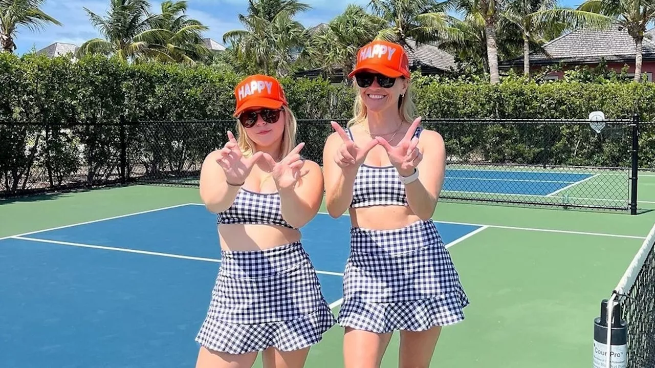 Reese Witherspoon twins with niece in pickleball-ready set