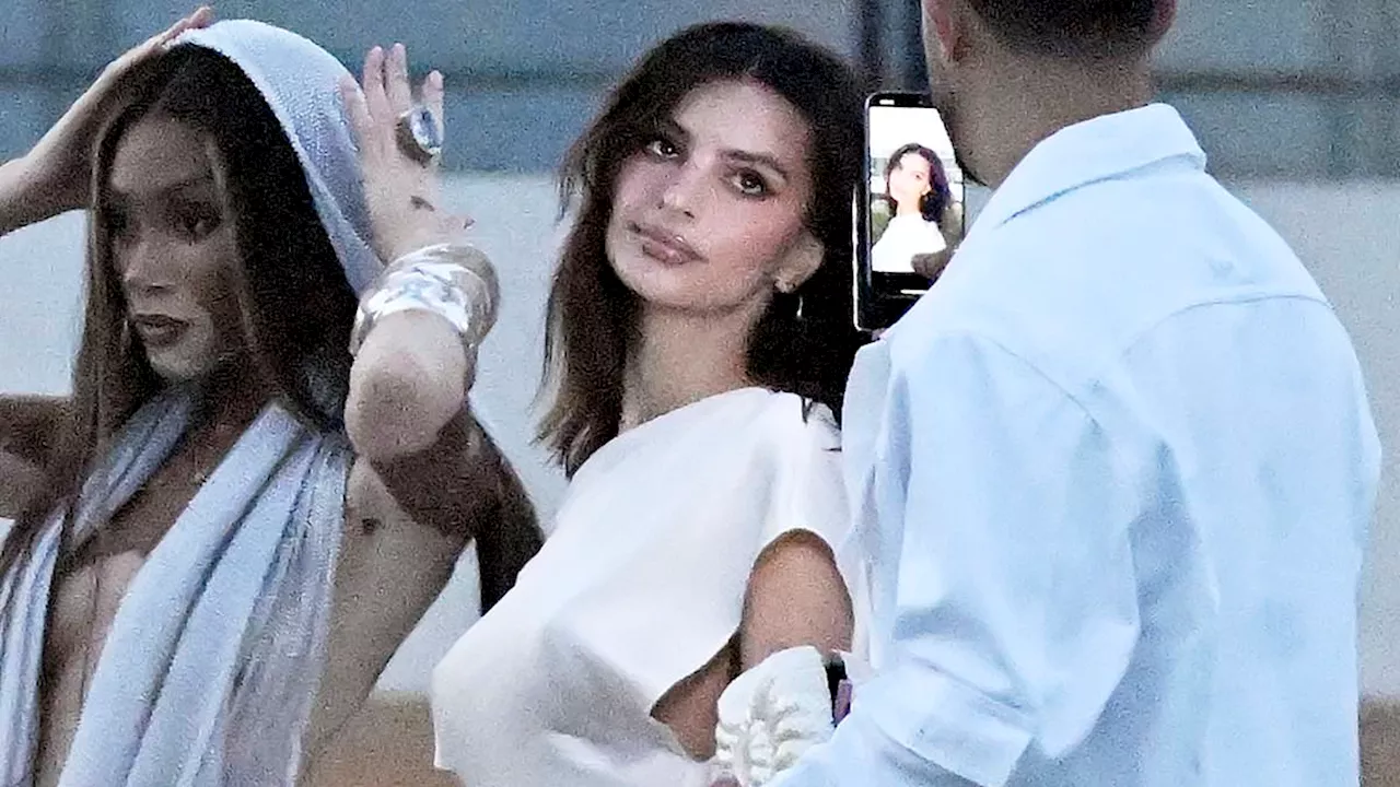 Emily Ratajkowski serves angelic look in one-shoulder dress at Michael Rubin's star-studded Hamptons...