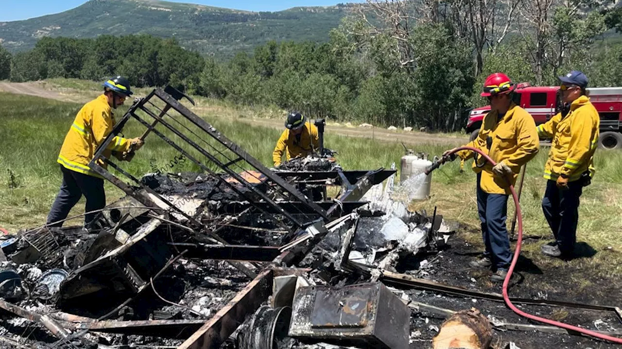 Truck, trailer destroyed by fire in remote area north of Kolob Reservoir in Southern Utah