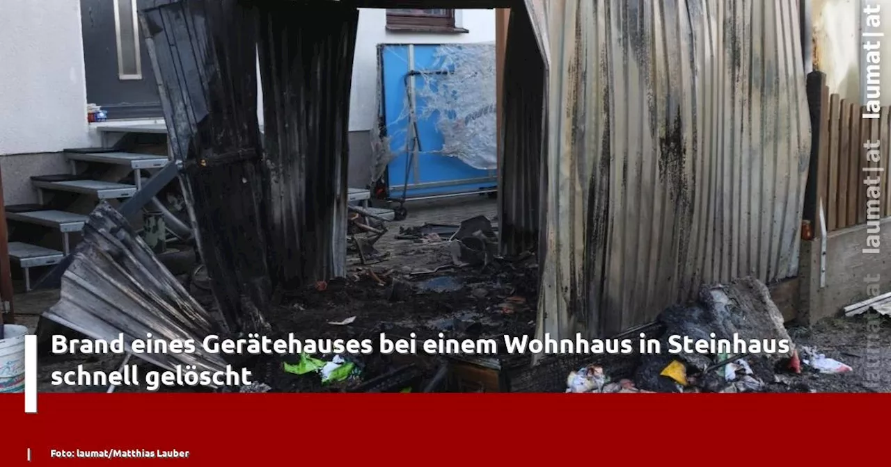 Brand eines Gerätehauses bei einem Wohnhaus in Steinhaus schnell gelöscht