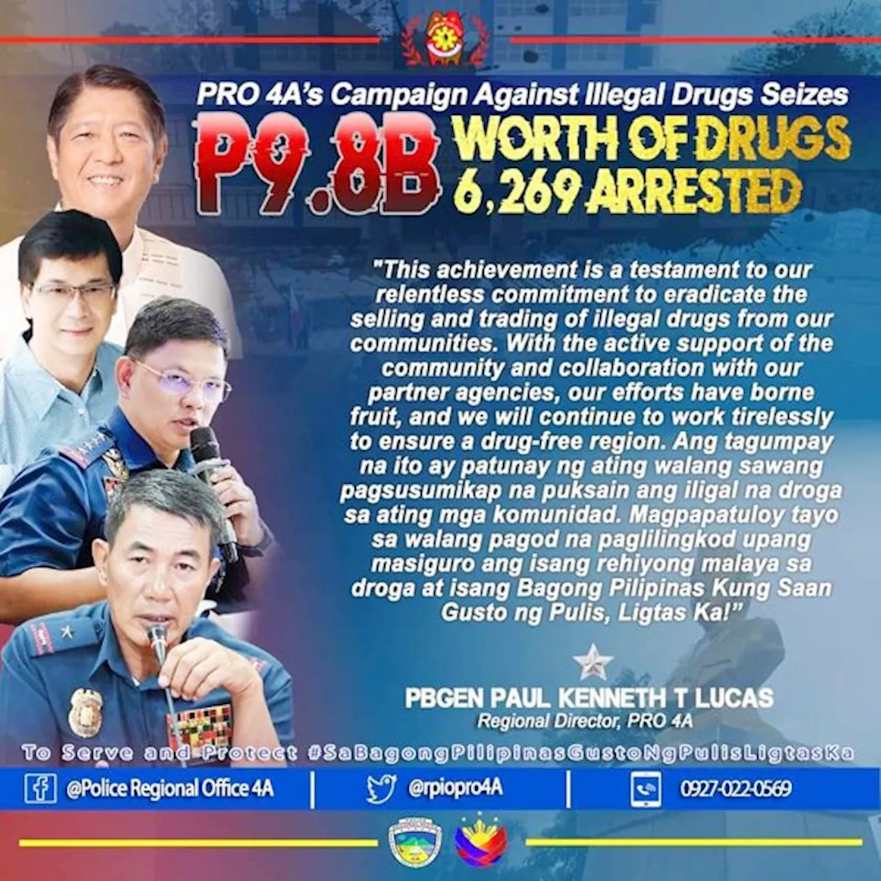 P9.8-B illegal drugs seized in Calabarzon from January to July 2