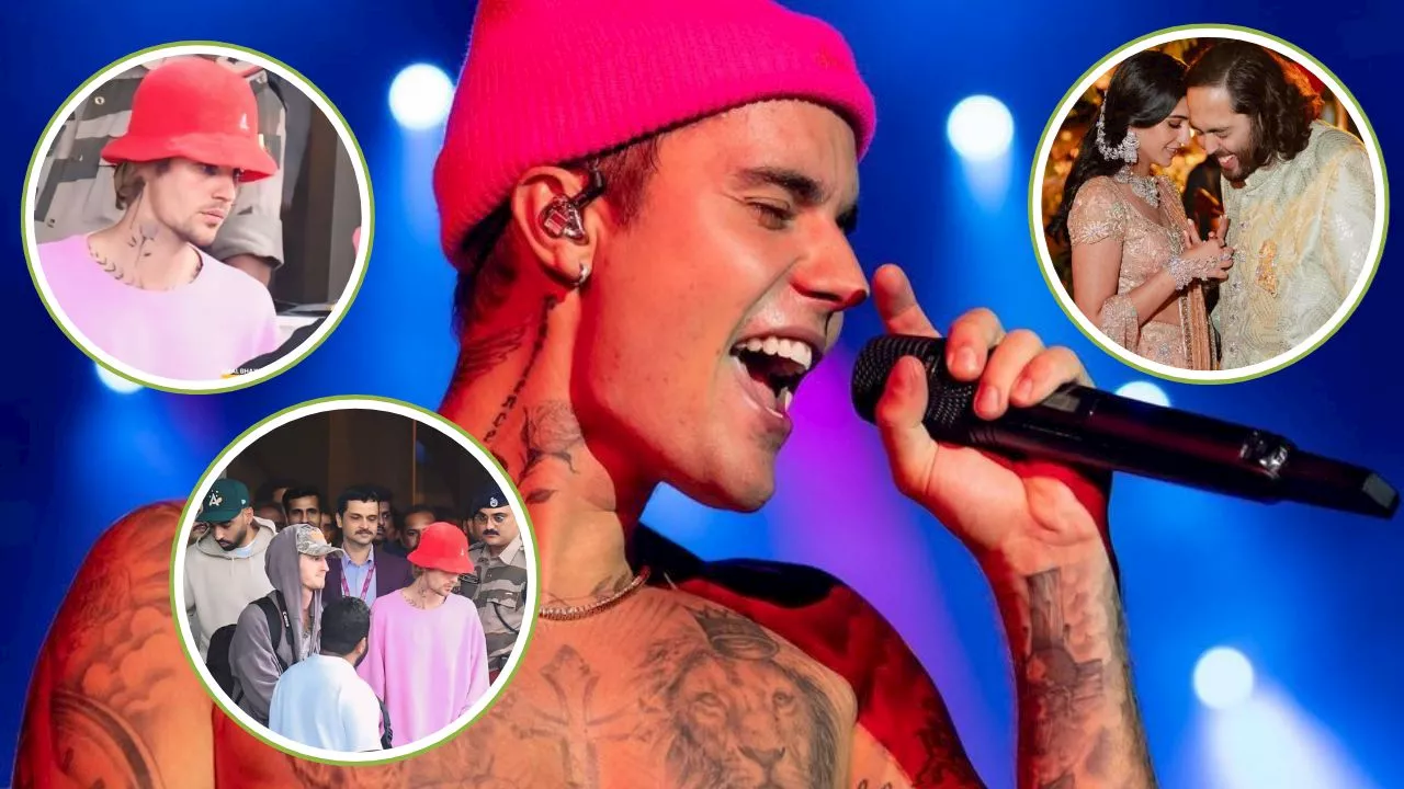 लाल टोपी, पिंक स्वेटशर्ट पहने मुंबई पहुंचे Justin Bieber, अनंत-राधिका के संगीत में करेंगे परफॉर्म