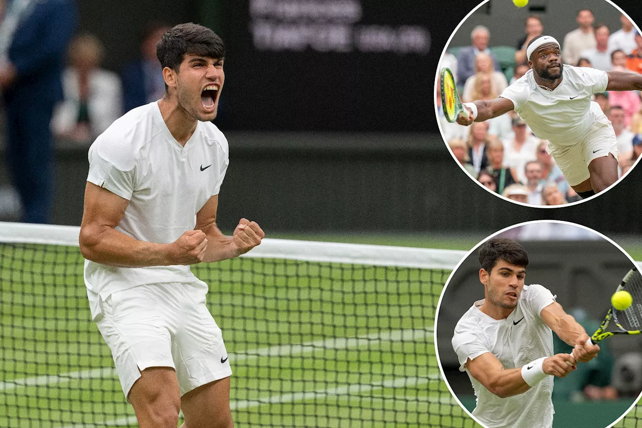 Carlos Alcaraz survives Frances Tiafoe's third-round Wimbledon challenge