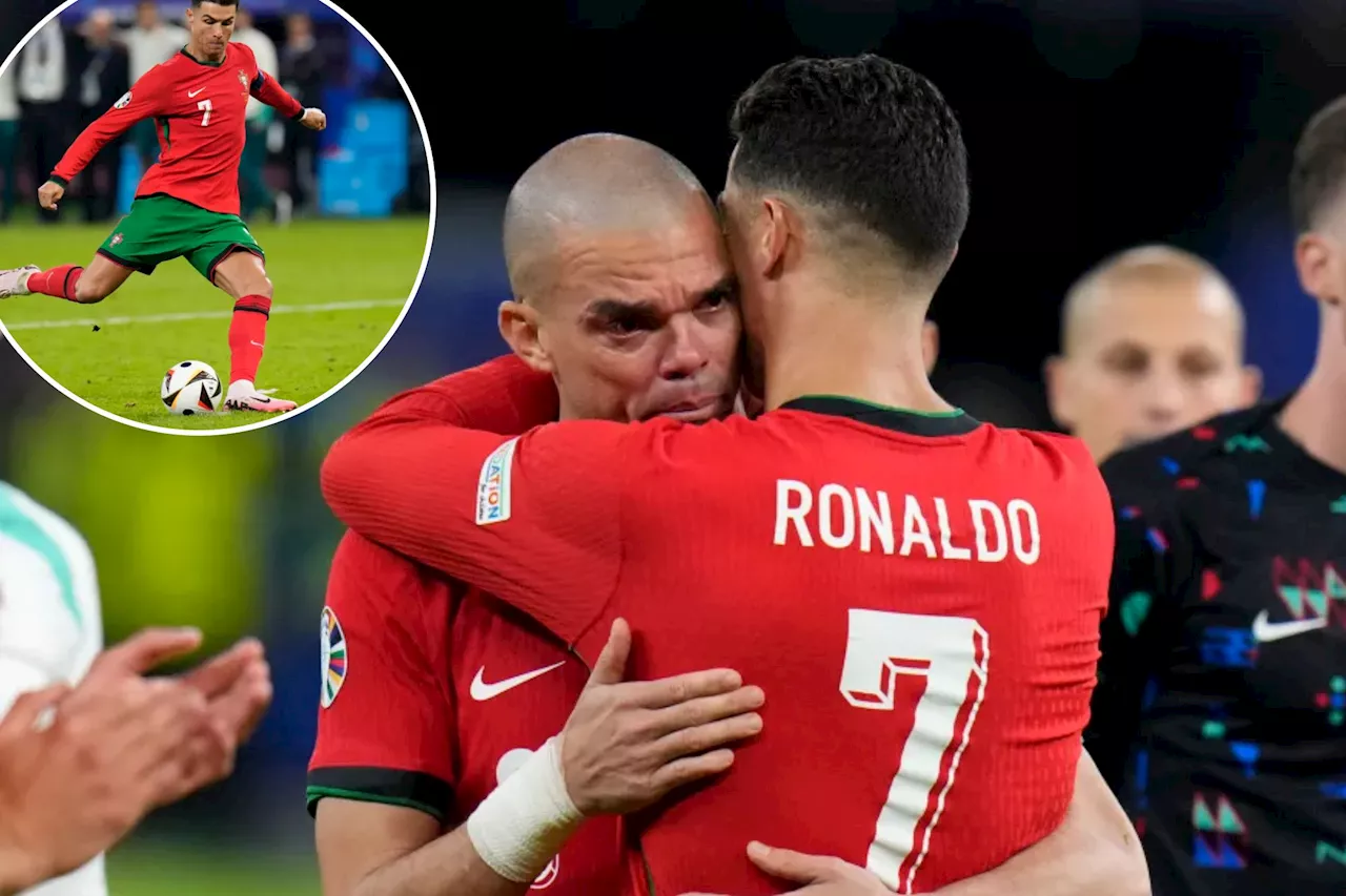 Cristiano Ronaldo consoles devastated Pepe after Portugal's crushing Euro 2024 exit