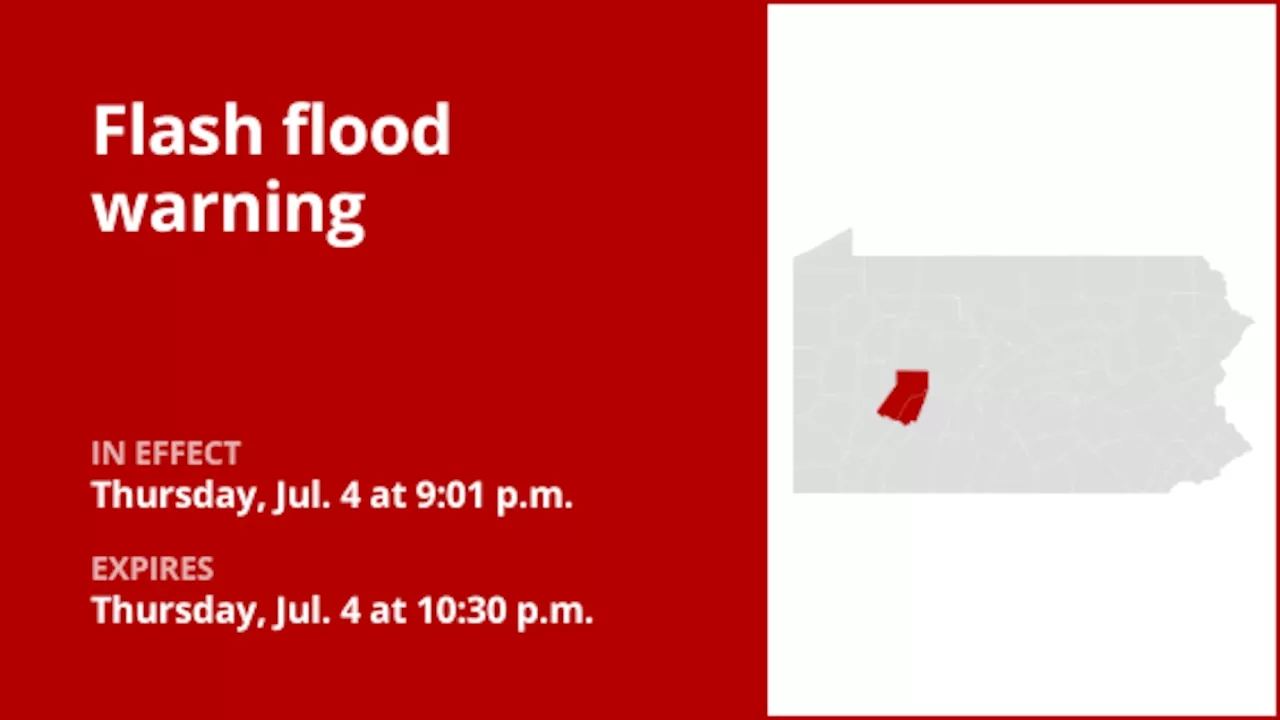 Flash flood warning for Indiana County Thursday night