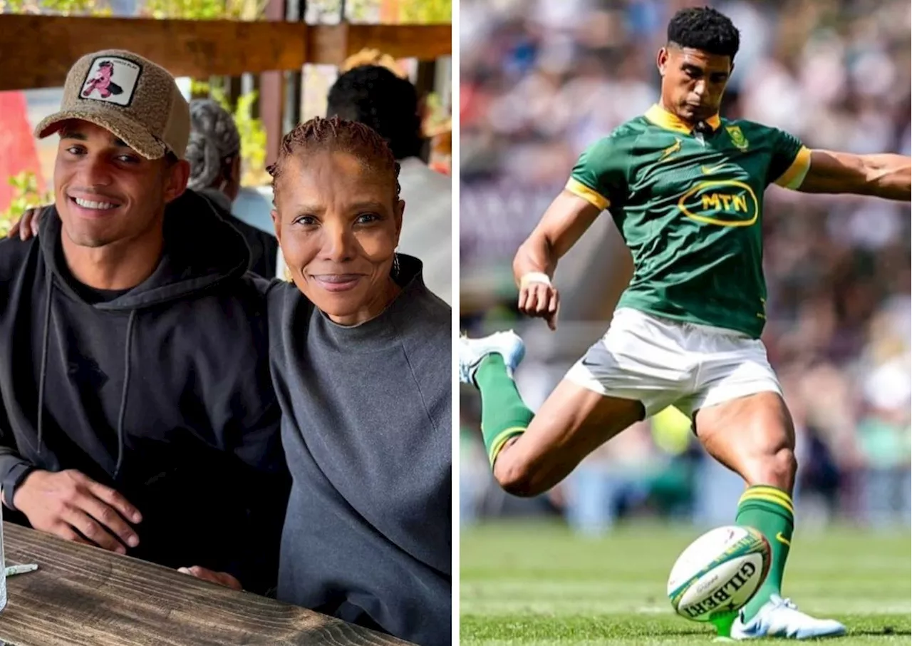 Proud mom! Springbok Sacha spends time with biggest fan