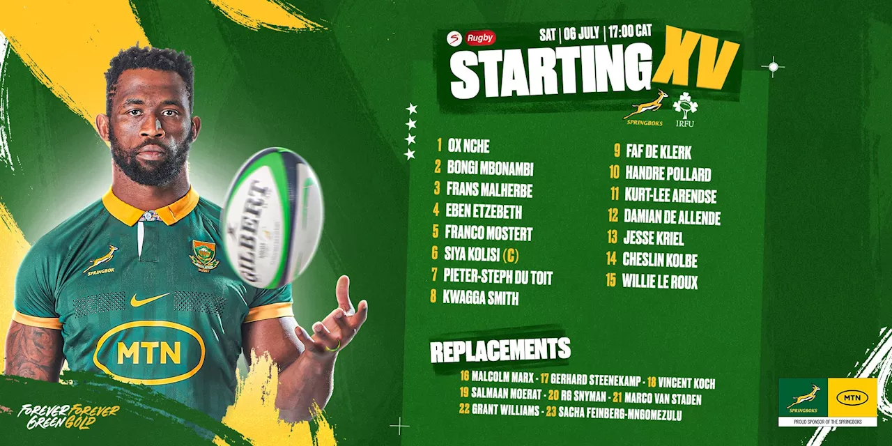 Springboks v Ireland: Stats, facts, team line-ups and kick-off time