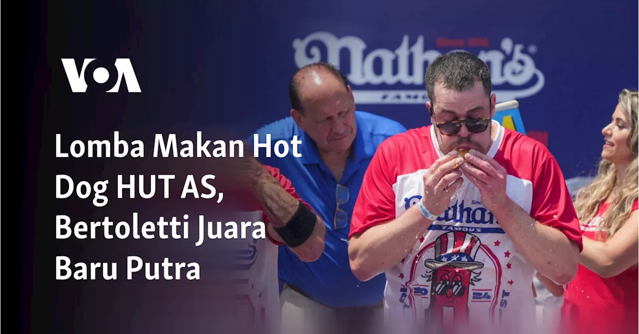 Lomba Makan Hot Dog HUT AS, Bertoletti Juara Baru Putra