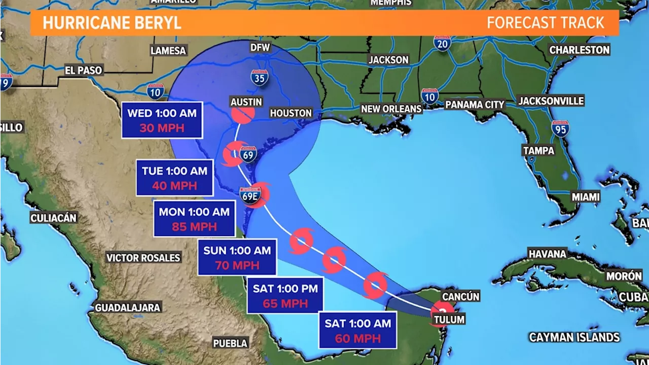 What can we expect along the Texas coast from Tropical Storm Beryl?