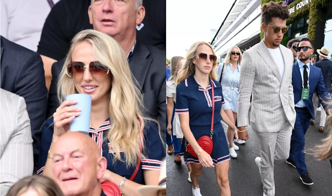 Brittany Mahomes Goes Preppy in Tennis-core Gucci Look With Patrick Mahomes in Pinstripes for Wimbledon 2024 Day 5, Alcaraz-Tiafoe Match