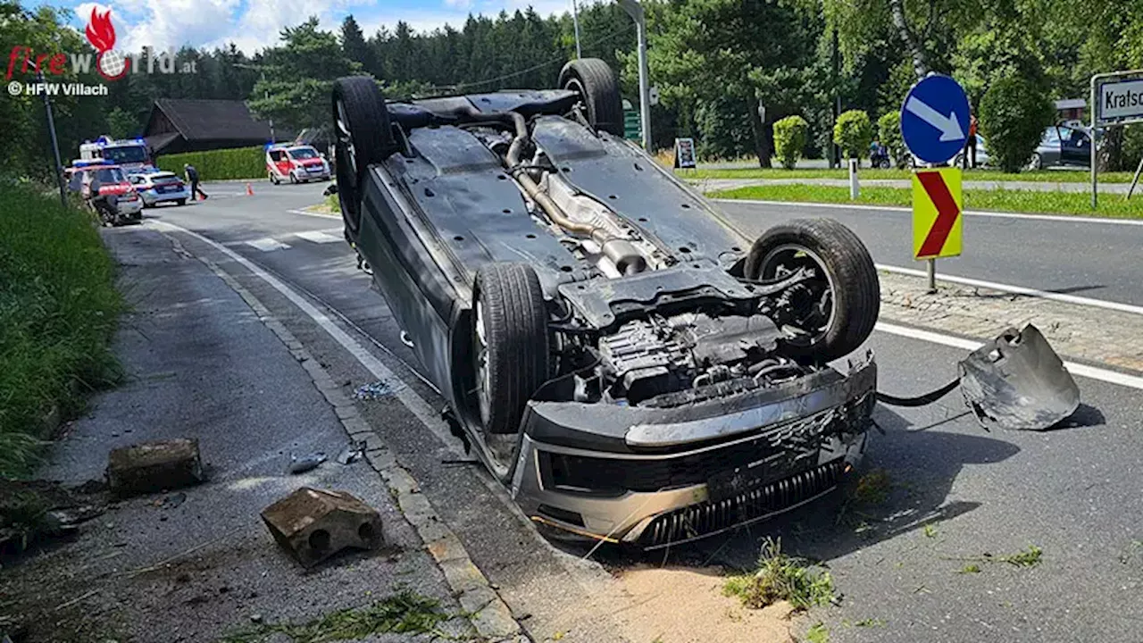 Ktn: Auto-Überschlag auf der Seeblickstraße in Villach