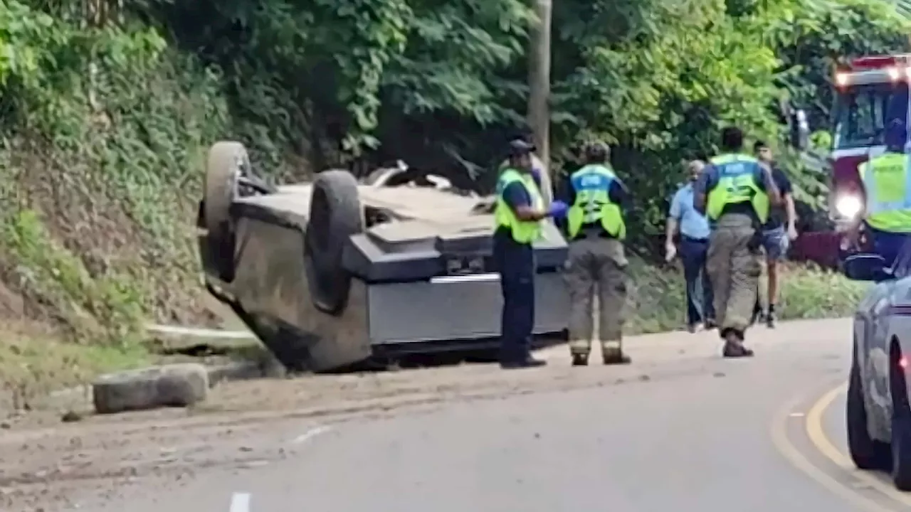 Tesla Cybertruck Overcooks Corner, Flips And Lands On Its Roof