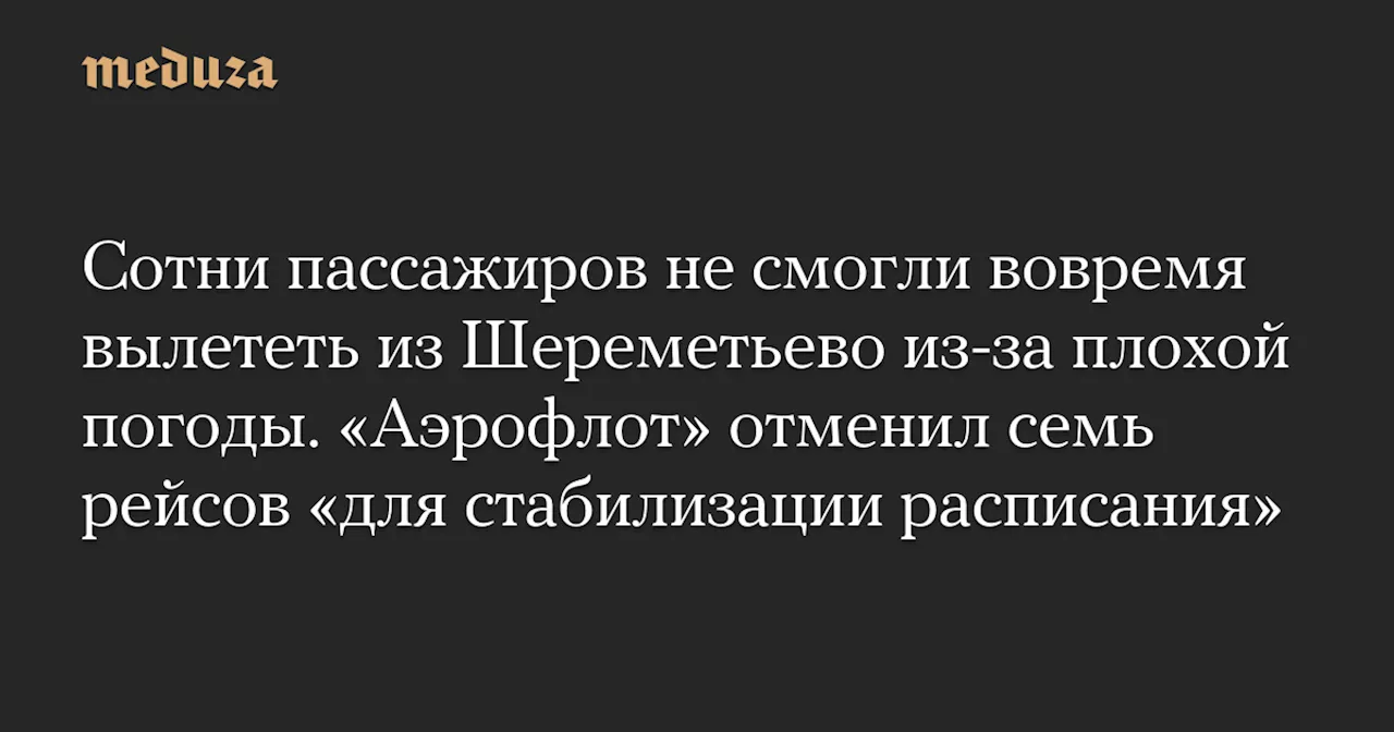 Сотни пассажиров не смогли вовремя вылететь из Шереметьево из-за плохой погоды. «Аэрофлот» отменил семь рейсов «для стабилизации расписания» — Meduza