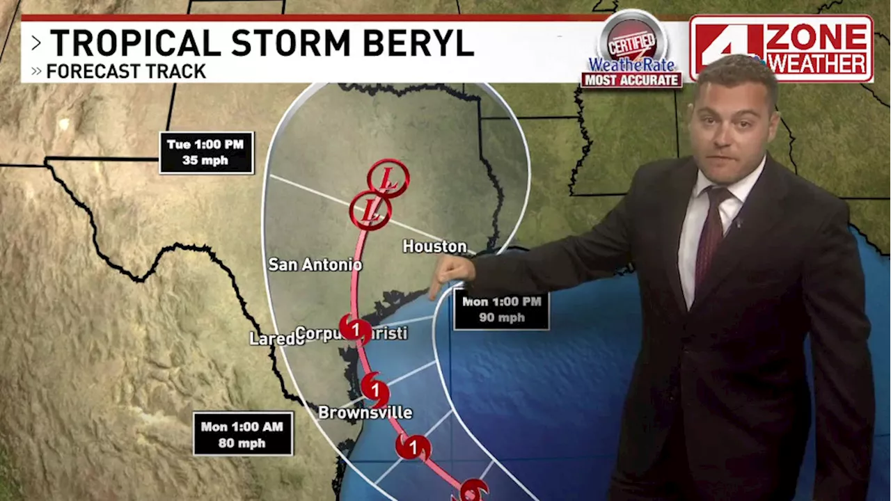 Beryl expected to make landfall in Texas Monday as a strengthening hurricane