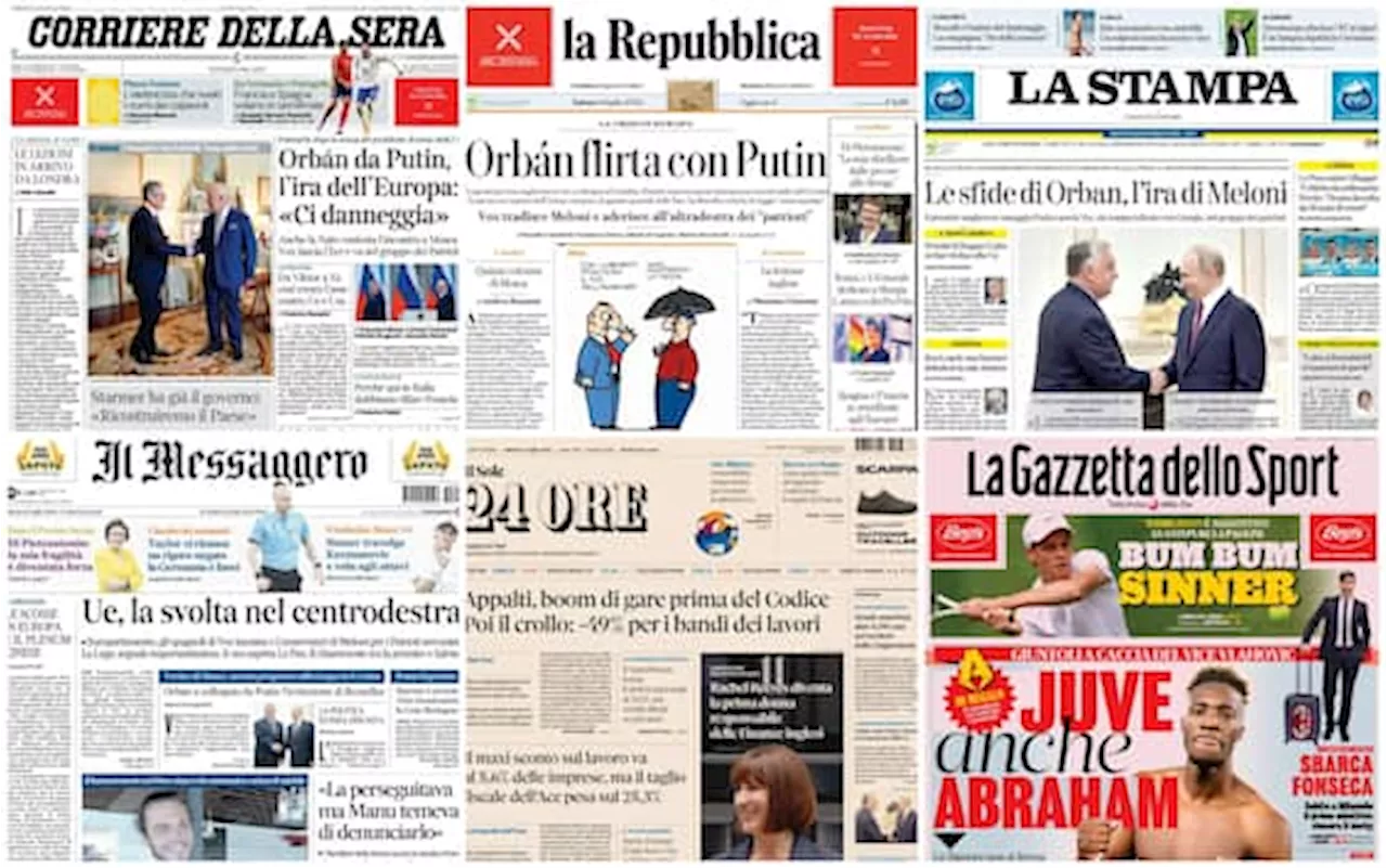 Le prime pagine dei quotidiani di oggi 6 luglio: la rassegna stampa di Sky TG24