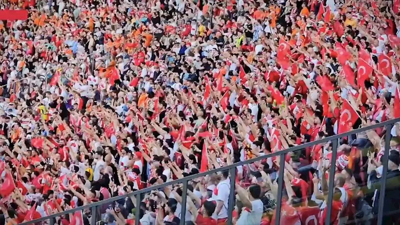 Turkish fans make national gesture during national anthem at Euro 2024