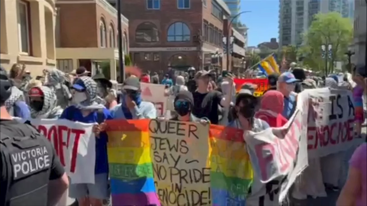 Victoria Pride parade disrupted by pro-Palestine protesters, route redirected