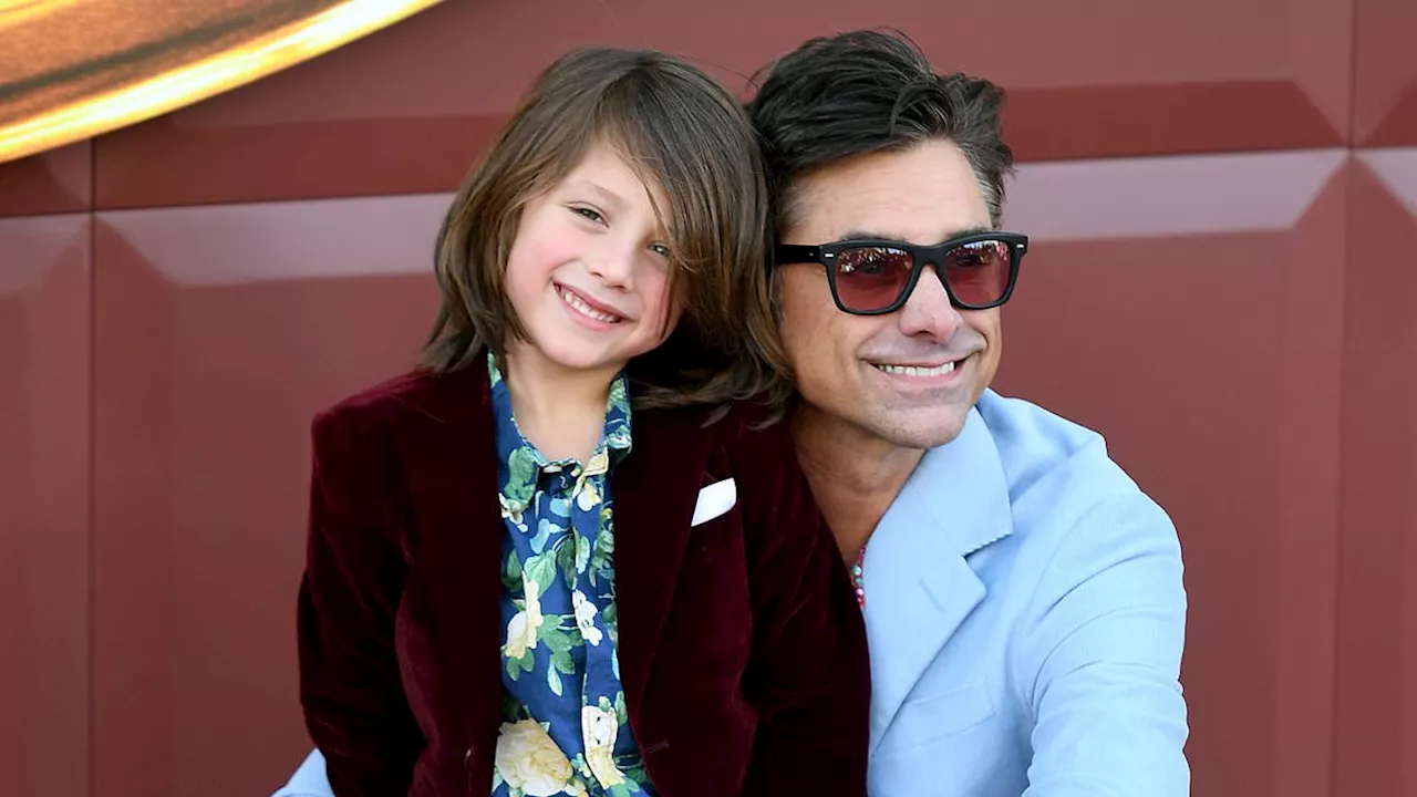 John Stamos shares the special moment his son Billy, six, joins him on stage to play drums during a...