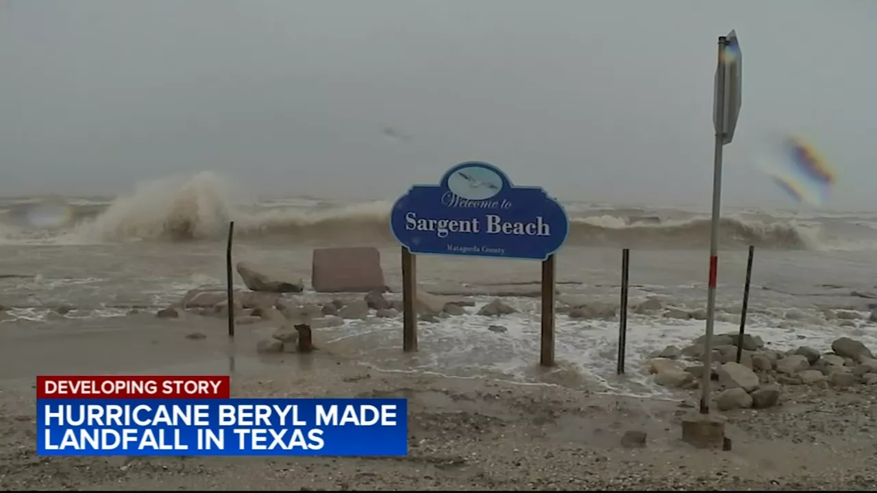 Hurricane Beryl makes landfall on the Texas coast near Matagorda, the National Weather Service says