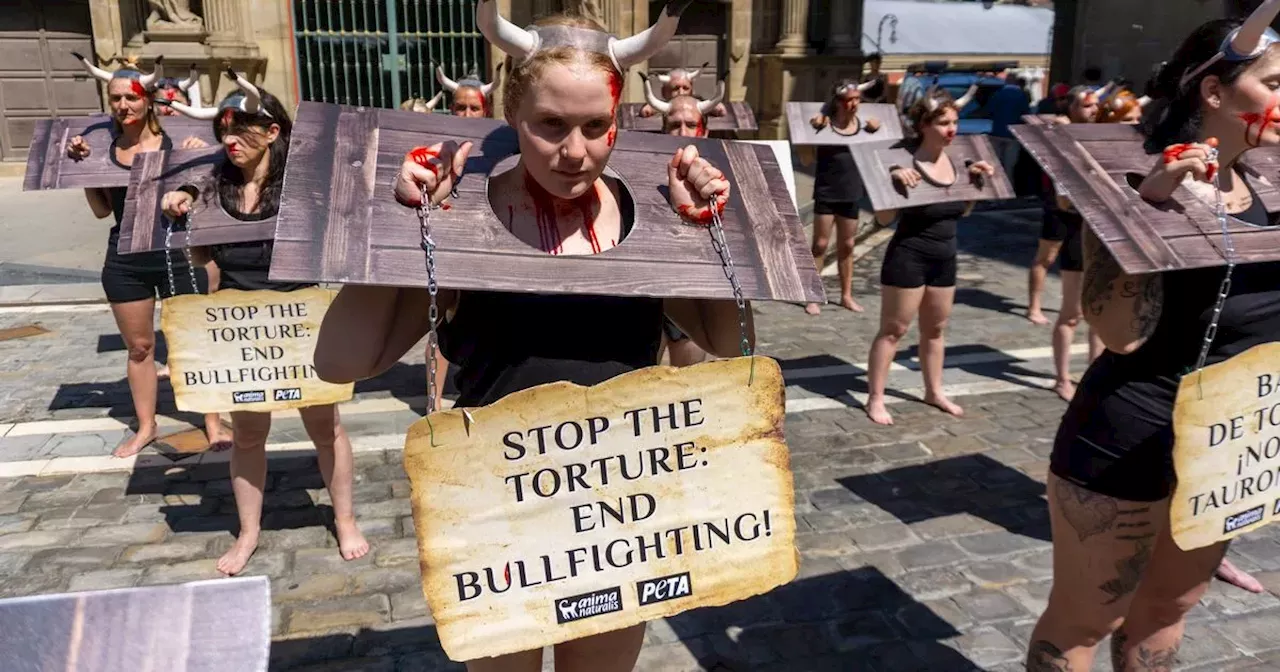 Co Down woman protests against Running of the Bulls in Pamplona, Spain