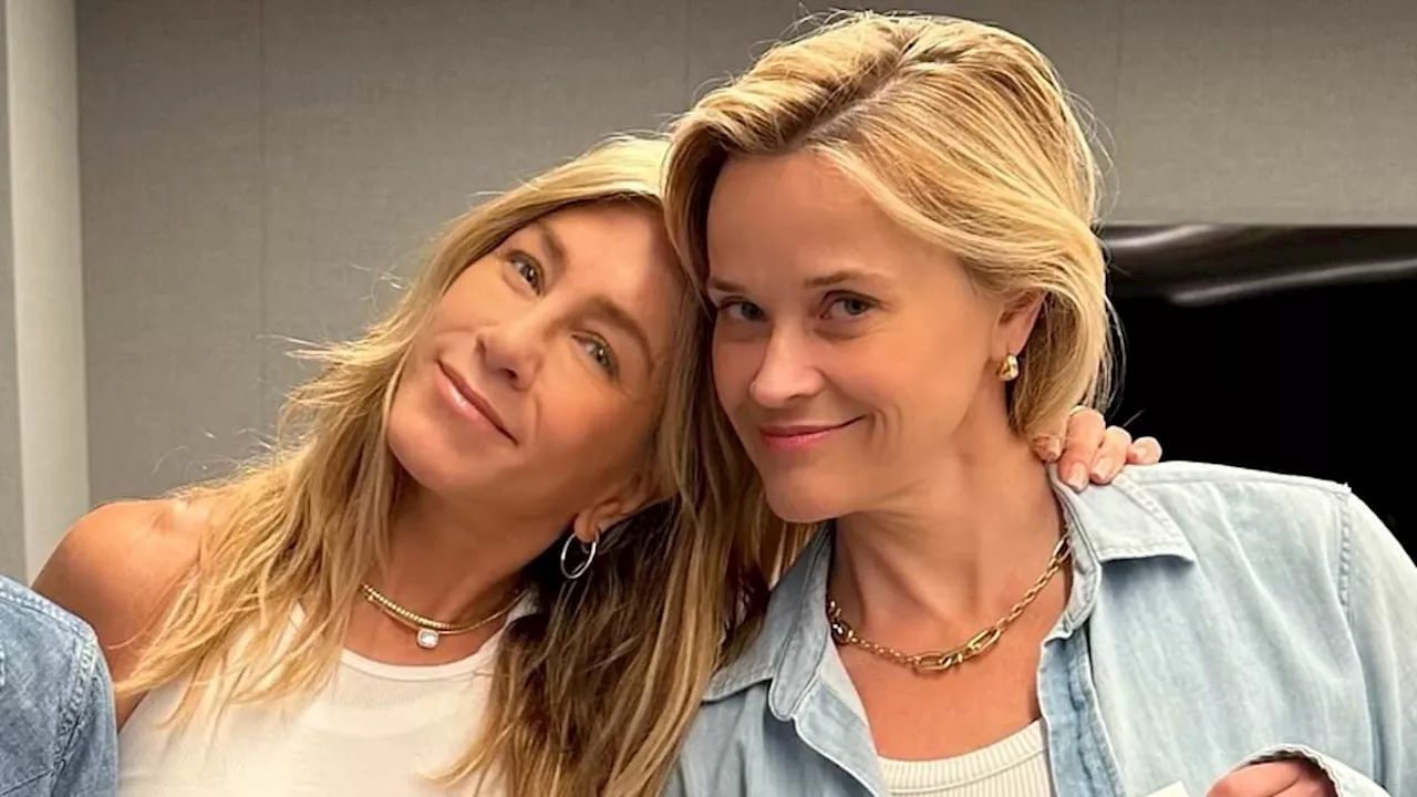 Jennifer Aniston, 55, and Reese Witherspoon, 48, are wrinkle-free beauties as they announce Morning...