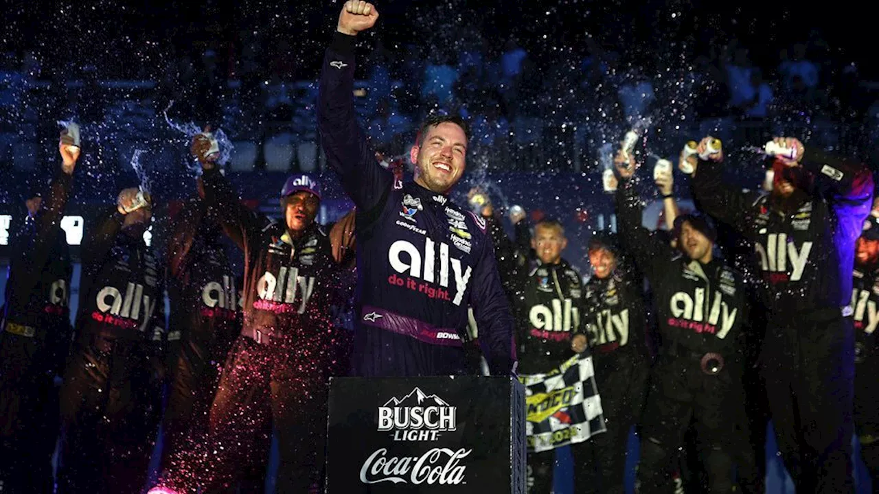 Alex Bowman wins rainy Chicago street race, clinches playoff berth