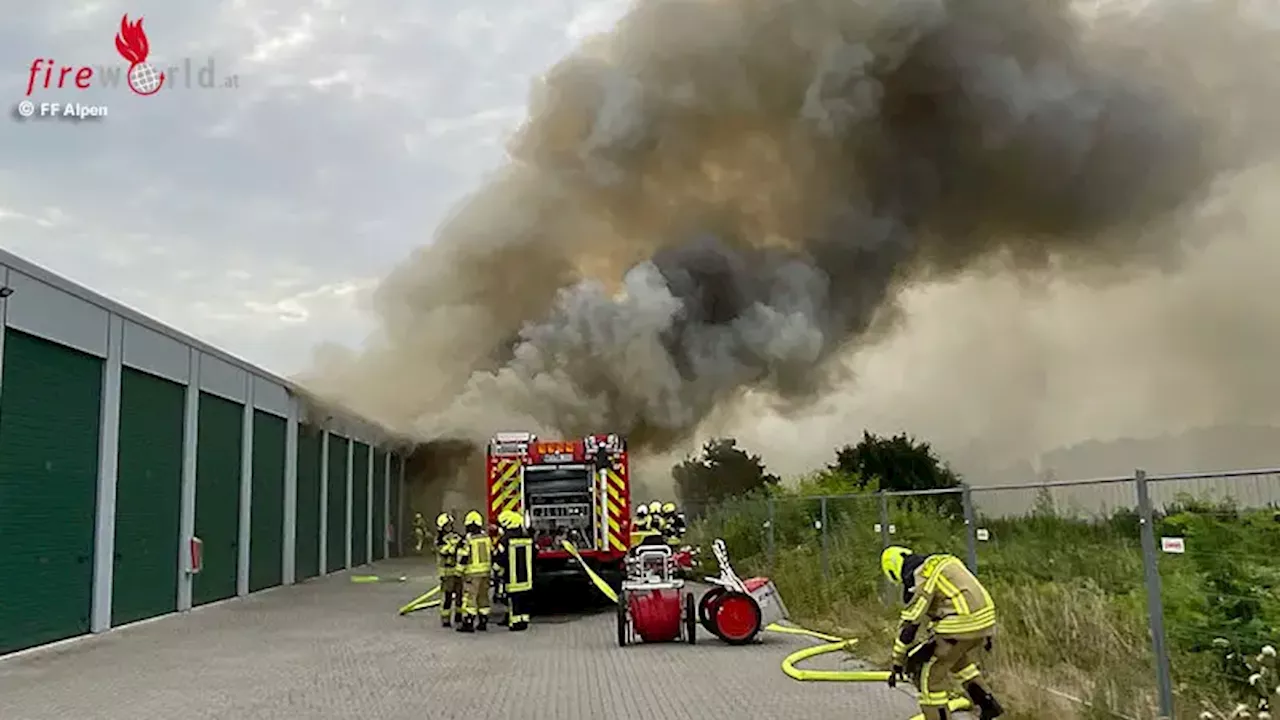 D: Brand mehrerer Großgaragen in Alpen → 10 Rohre über Stunden im Einsatz