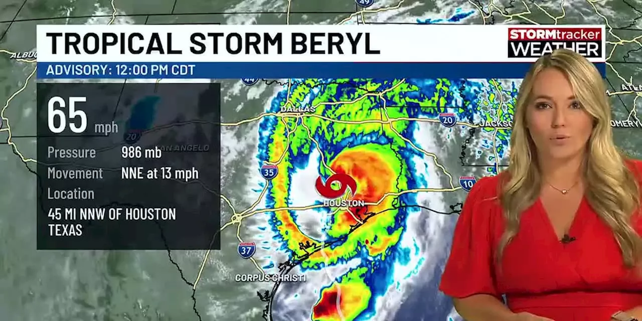 Beryl now a tropical storm after Texas landfall, a solid July pattern in the days ahead