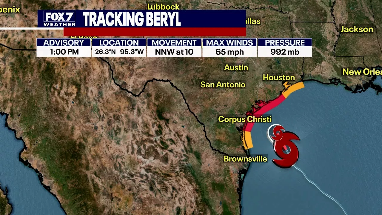 Tropical Storm Beryl tracker: Impact to Central Texas