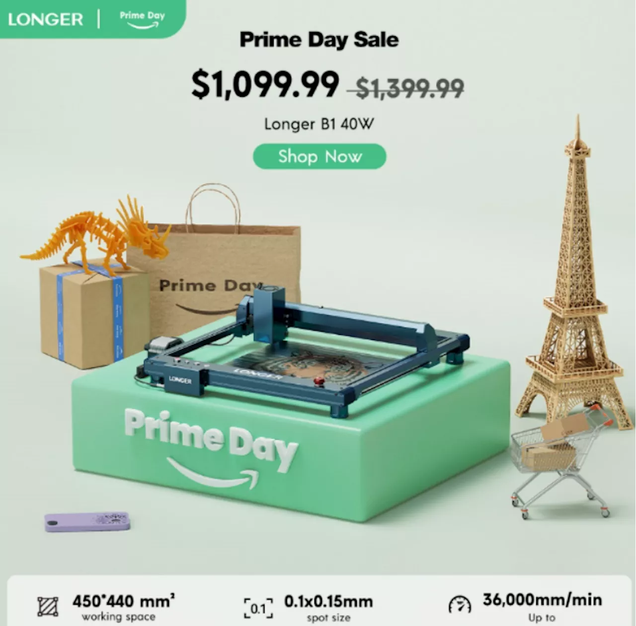 LONGER Prime Day Deals: Save $1100 on Laser B1 40W, Spin the Wheel, $100 Coupon and more